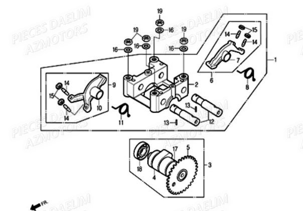 Arbre A Came DAELIM Pièces Moto DAELIM 125cc SOLUTION
