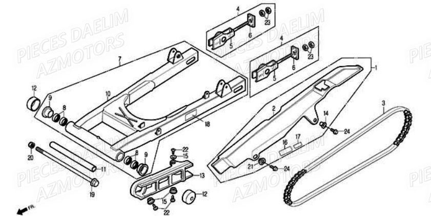 Bras Oscillant DAELIM Pièces Moto DAELIM 125cc SOLUTION
