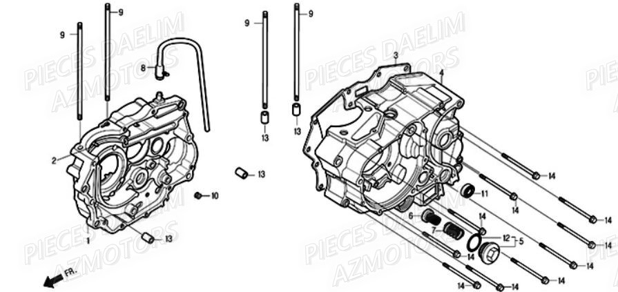 Carter Moteur DAELIM Pièces Moto DAELIM 125cc SOLUTION
