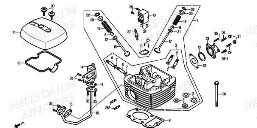 Culasse DAELIM Pièces Moto DAELIM 125cc SOLUTION
