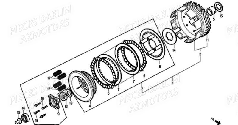 Embrayage DAELIM Pièces Moto DAELIM 125cc SOLUTION
