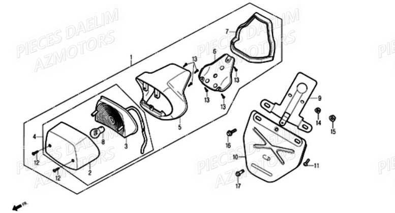 Feu Arriere DAELIM Pièces Moto DAELIM 125cc SOLUTION

