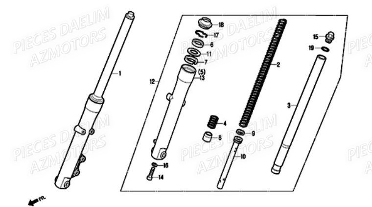 Fourche DAELIM Pièces Moto DAELIM 125cc SOLUTION
