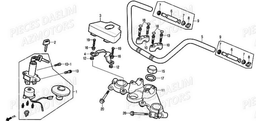 Guidon DAELIM Pièces Moto DAELIM 125cc SOLUTION
