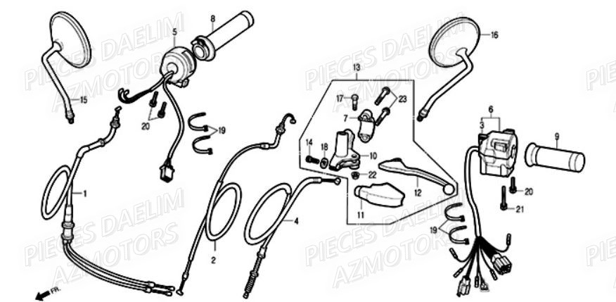Retroviseur DAELIM Pièces Moto DAELIM 125cc SOLUTION
