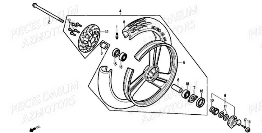 Roue Avant DAELIM Pièces Moto DAELIM 125cc SOLUTION
