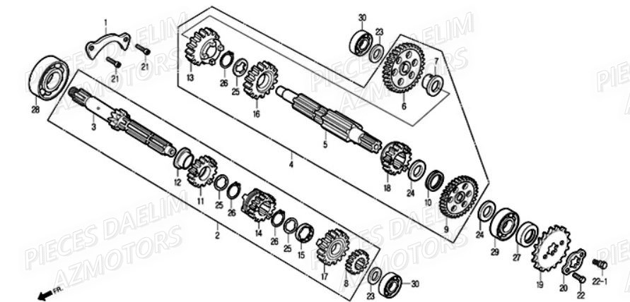 Transmission DAELIM Pièces Moto DAELIM 125cc SOLUTION
