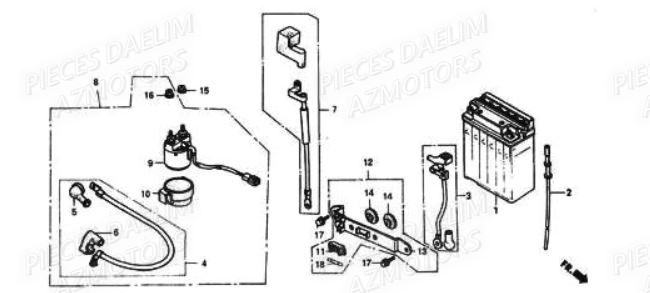 Batterie DAELIM Pièces Moto DAELIM VS 125cc
