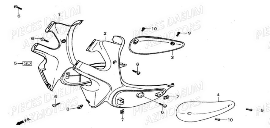 CACHE_CADRE DAELIM Pièces Moto DAELIM VS 125cc