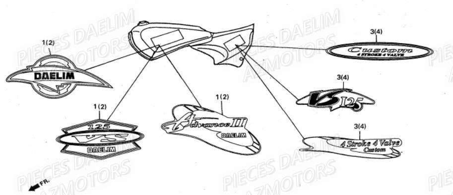 Decors DAELIM Pièces Moto DAELIM VS 125cc
