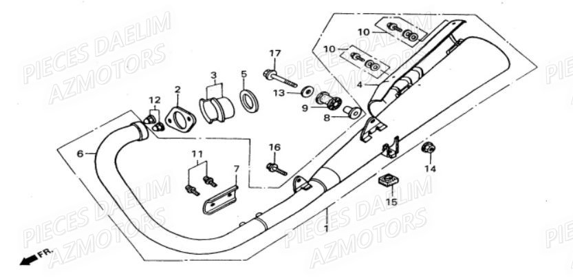 Echappement DAELIM Pièces Moto DAELIM VS 125cc
