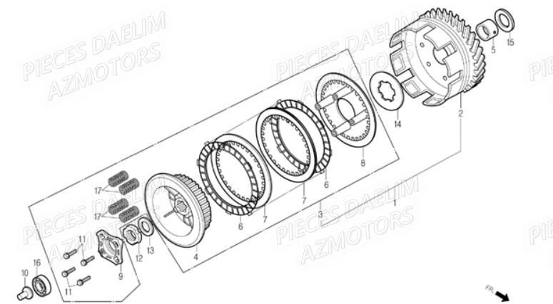 Embrayage DAELIM Pièces Moto DAELIM VS 125cc
