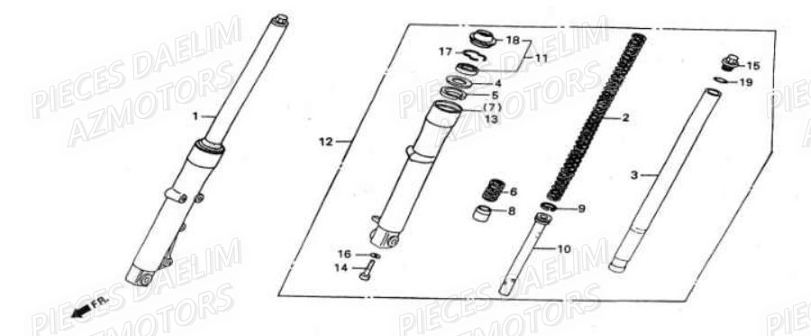 Fourche DAELIM Pièces Moto DAELIM VS 125cc
