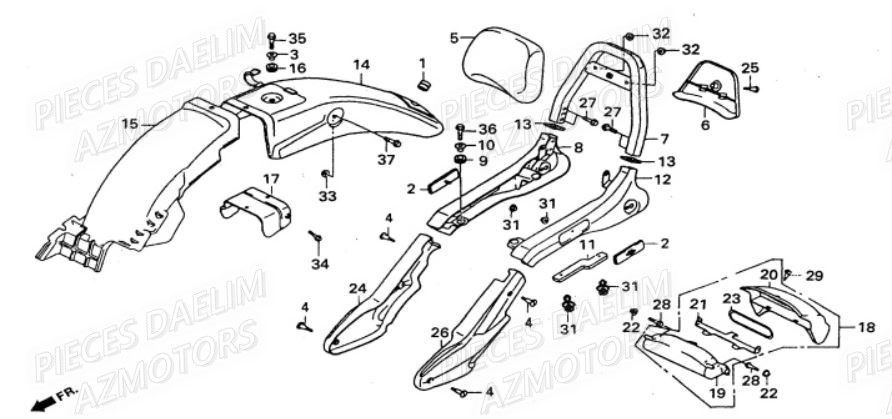 Garde Boue Arriere DAELIM Pièces Moto DAELIM VS 125cc
