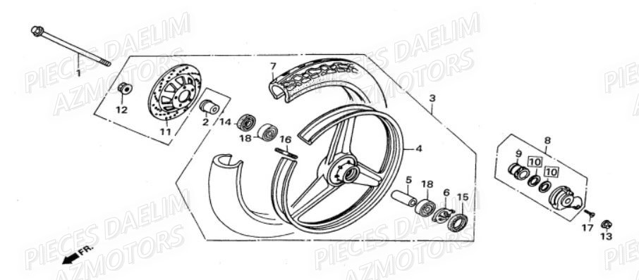 Roue Avant DAELIM Pièces Moto DAELIM VS 125cc
