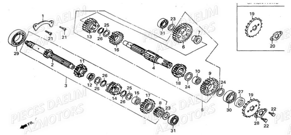 TRANSMISSION DAELIM Pièces Moto DAELIM VS 125cc