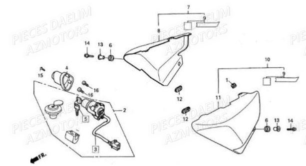 Cache Lateral DAELIM Pièces Moto DAELIM VT 125cc
