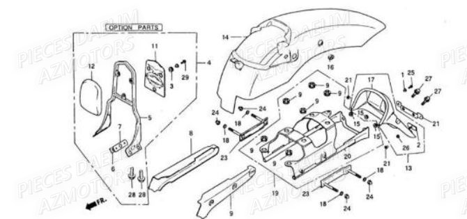 Garde Boue Arriere DAELIM Pièces Moto DAELIM VT 125cc
