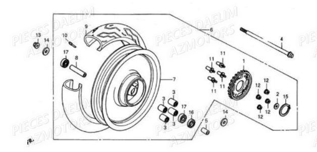 ROUE_ARRIERE DAELIM Pièces Moto DAELIM VT 125cc