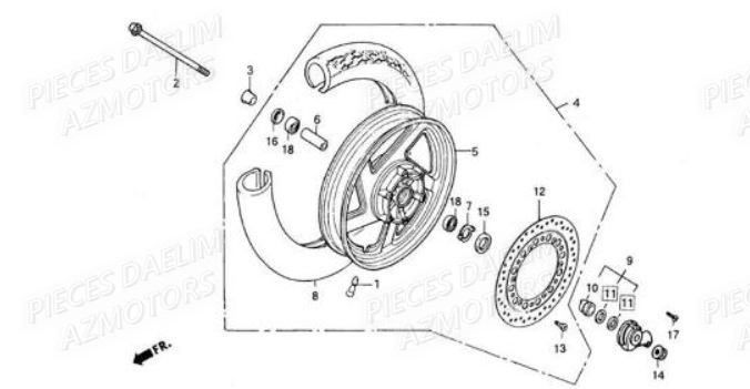 Roue Avant DAELIM Pièces Moto DAELIM VT 125cc
