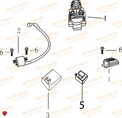 COMPOSANTS_ELECTRONIQUES MASAI Pièces Moto Black Rod 125cc