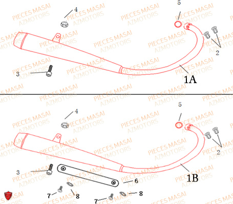Echappement MASAI Pièces Moto DARK ROD 125cc