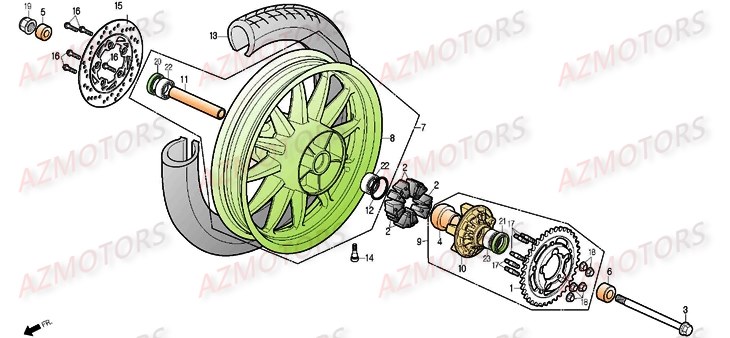 Roue Arriere DAELIM Pièces Moto DAELIM DAYSTAR 125cc_2013/2014
