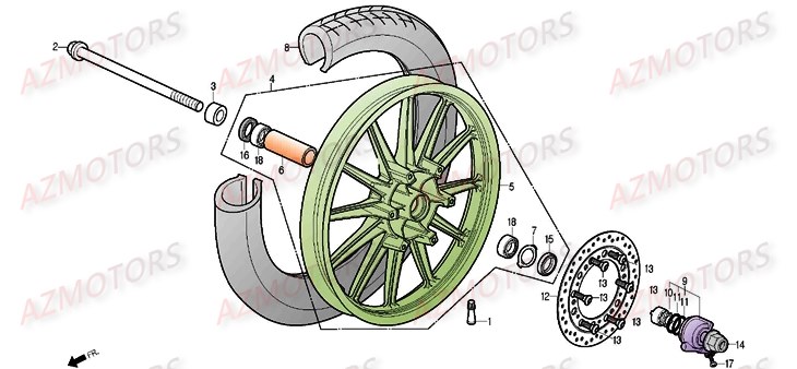 Roue Avant DAELIM Pièces Moto DAELIM DAYSTAR 125cc_2013/2014
