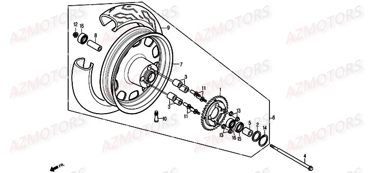 Roue Arriere DAELIM Pièces Moto DAELIM DAYSTAR 125cc ANNIVERSARY