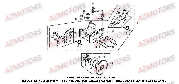 Arbre A Cames DAELIM Pièces Moto DAELIM DAYSTAR Carbu 125cc
