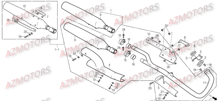 Echappement DAELIM Pièces Moto DAELIM DAYSTAR Carbu 125cc
