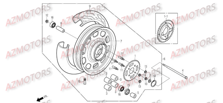 Roue Arriere DAELIM Pièces Moto DAELIM DAYSTAR Carbu 125cc
