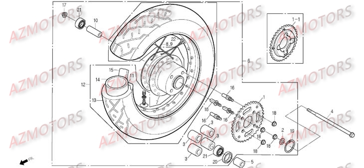 Roue Arriere A Rayons DAELIM Pièces Moto DAELIM DAYSTAR Carbu 125cc
