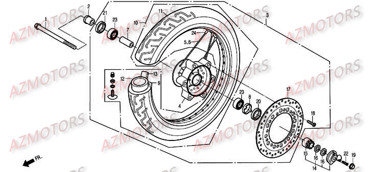 Roue Avant A Rayons DAELIM Pièces Moto DAELIM DAYSTAR Carbu 125cc
