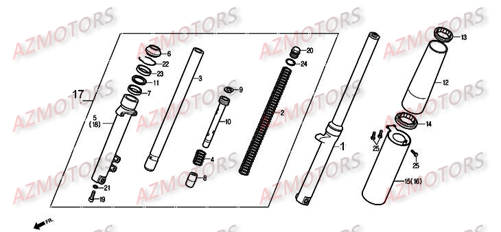 Fourche DAELIM Pièces Moto DAELIM DAYSTAR Injection 125cc 2008/2012
