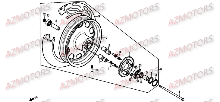 Roue Arriere DAELIM Pièces Moto DAELIM DAYSTAR Injection 125cc 2008/2012
