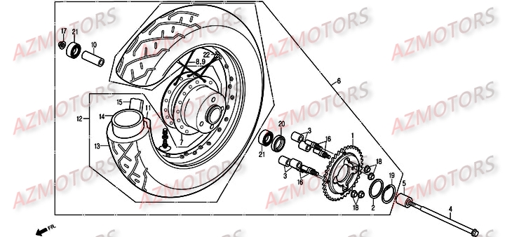 ROUE ARRIERE A RAYONS DAELIM DAYSTAR 125 INJECT