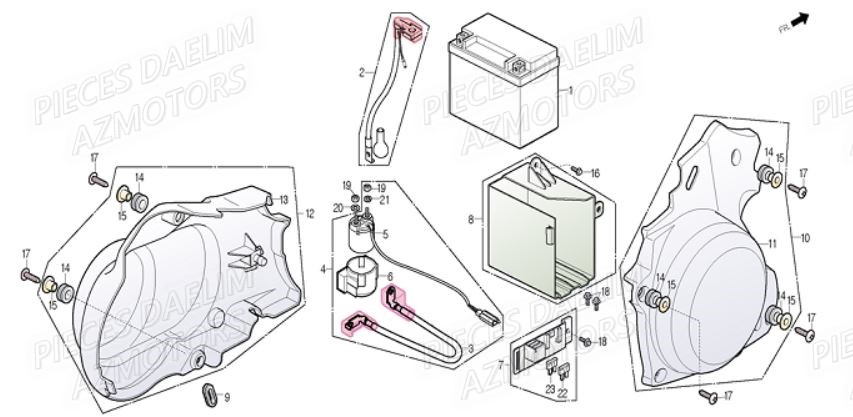 Batterie DAELIM Pièces Moto DAELIM DAYSTAR 250cc EURO 3
