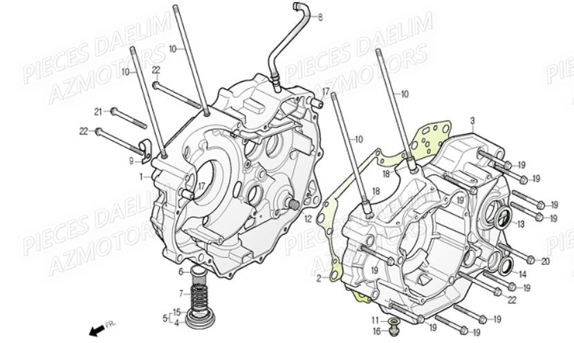 CARTER_MOTEUR DAELIM Pièces Moto DAELIM DAYSTAR 250cc EURO 3