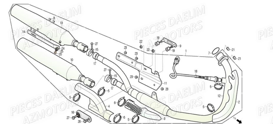 Echappement DAELIM Pièces Moto DAELIM DAYSTAR 250cc EURO 3

