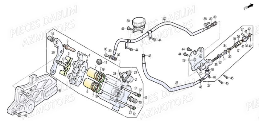 Etrier Arriere DAELIM Pièces Moto DAELIM DAYSTAR 250cc EURO 3
