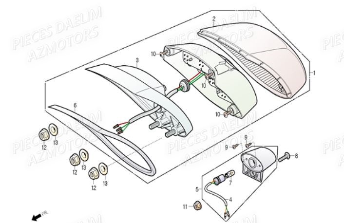 Feu Arriere DAELIM Pièces Moto DAELIM DAYSTAR 250cc EURO 3
