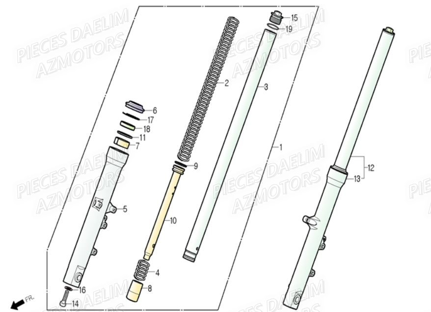Fourche DAELIM Pièces Moto DAELIM DAYSTAR 250cc EURO 3
