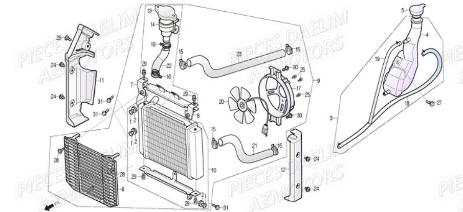 Radiateur DAELIM Pièces Moto DAELIM DAYSTAR 250cc EURO 3
