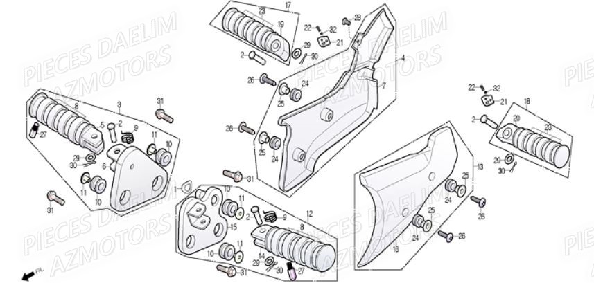 Repose Pied DAELIM Pièces Moto DAELIM DAYSTAR 250cc EURO 3
