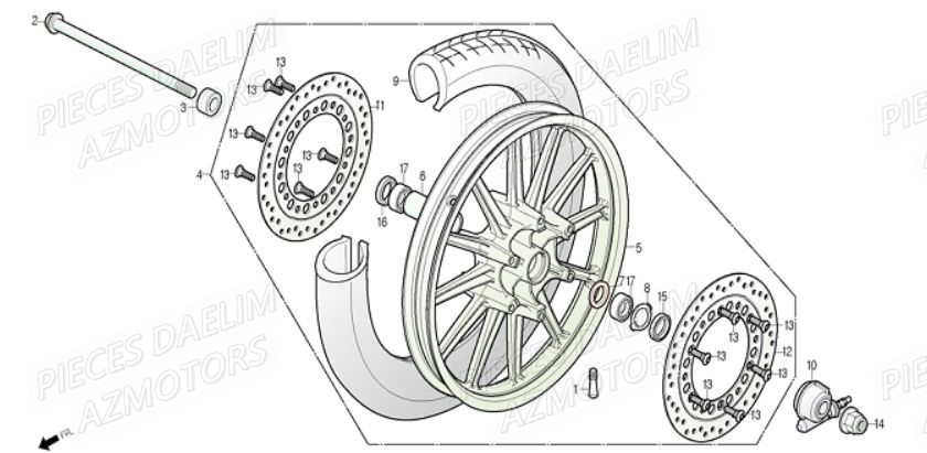 Roue Avant DAELIM Pièces Moto DAELIM DAYSTAR 250cc EURO 3
