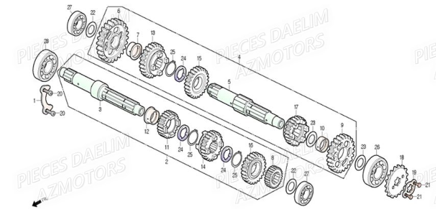 Transmission DAELIM Pièces Moto DAELIM DAYSTAR 250cc EURO 3
