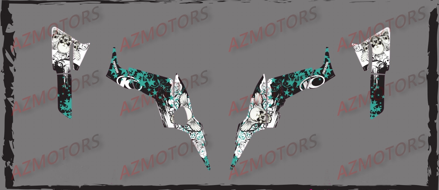 Kit Deco KXR MAXXER 250 Skull Turquoise AZMOTORS DECO KXR 250
