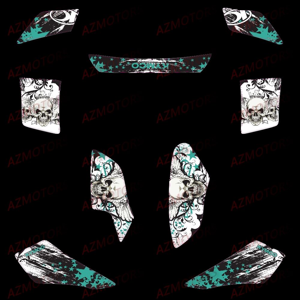 Kit Deco MXU 300 Skull Turquoise AZMOTORS DECO MXU300