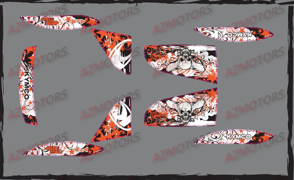 Kit Deco MXU 400 Skull Orange AZMOTORS DECO MXU400